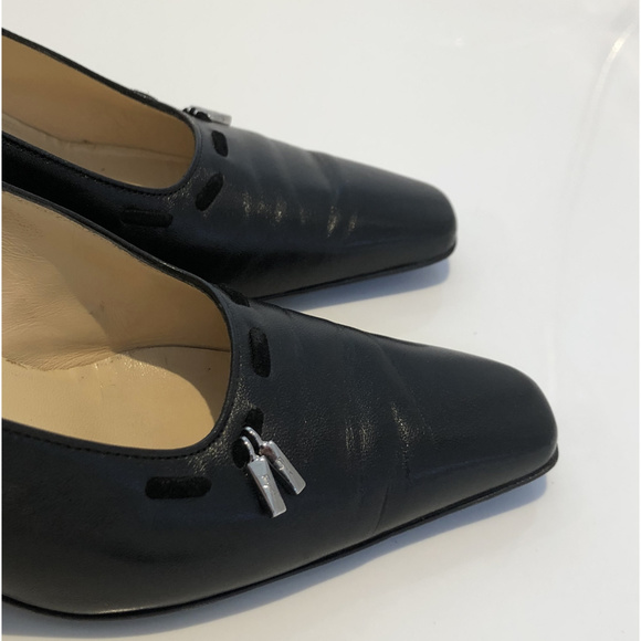 Salvatore Ferragamo Black Leather Low Heel Pumps - Picture 7 of 8